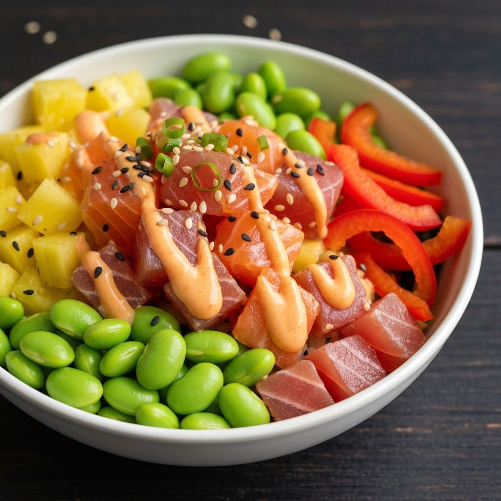 Delicioso Poke Bowl de Kilauea con ingredientes frescos
